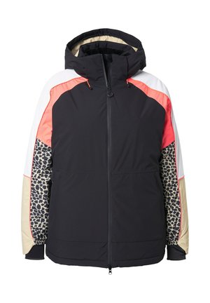 Kurtka pikowana z czarnym tułowiem, różowymi i białymi akcentami oraz rękawami w panterkę. Posiada kaptur i zamek błyskawiczny z przodu.