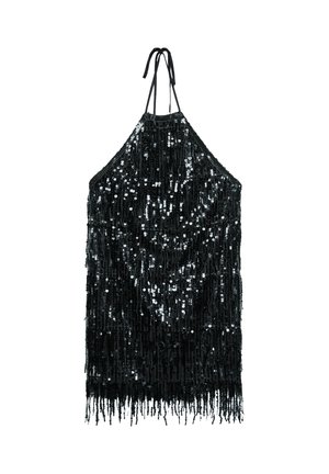 SHORT SEQUINNED HALTER - Cocktailklänning - black