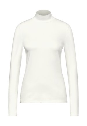 Wit turtleneck shirt met lange mouwen, gemaakt van een zachte katoenmix, met een aangesloten vorm en een gladde textuur, en een hoge, staande kraag.