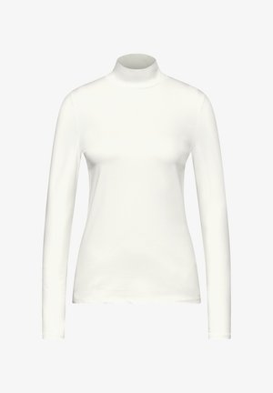Wit turtleneck shirt met lange mouwen, gemaakt van een zachte katoenmix, met een aangesloten vorm en een gladde textuur, en een hoge, staande kraag.
