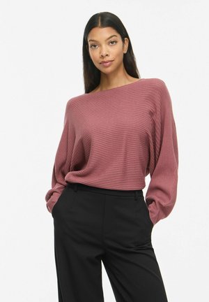 VILA, KNITTED PULLOVER VIVILJA BOATNECK - Pullover - rose brown