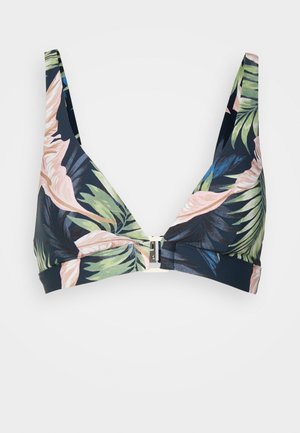 TROPICAL PRINT TRIANGLE - Bikini top - true navy