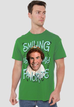 Cotton Soul, ELF/SMILING - Print T-shirt - dark green