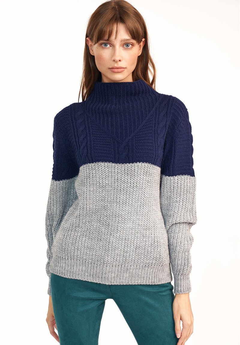 Damen Strickjacken | Nife Strickpullover navy grey/grau - MY76624 Damen Strickjacken | Nife Strickpullover navy grey/grau - MY76624