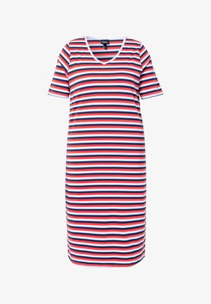 Ulla Popken, MIDIKLEID, RINGEL, A-LINIE, V-AUSSCHNITT, HALBARM - Jerseykleid - ink blue
