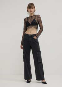 Calliope CROP CON BRALETTE  - Blouse - noir