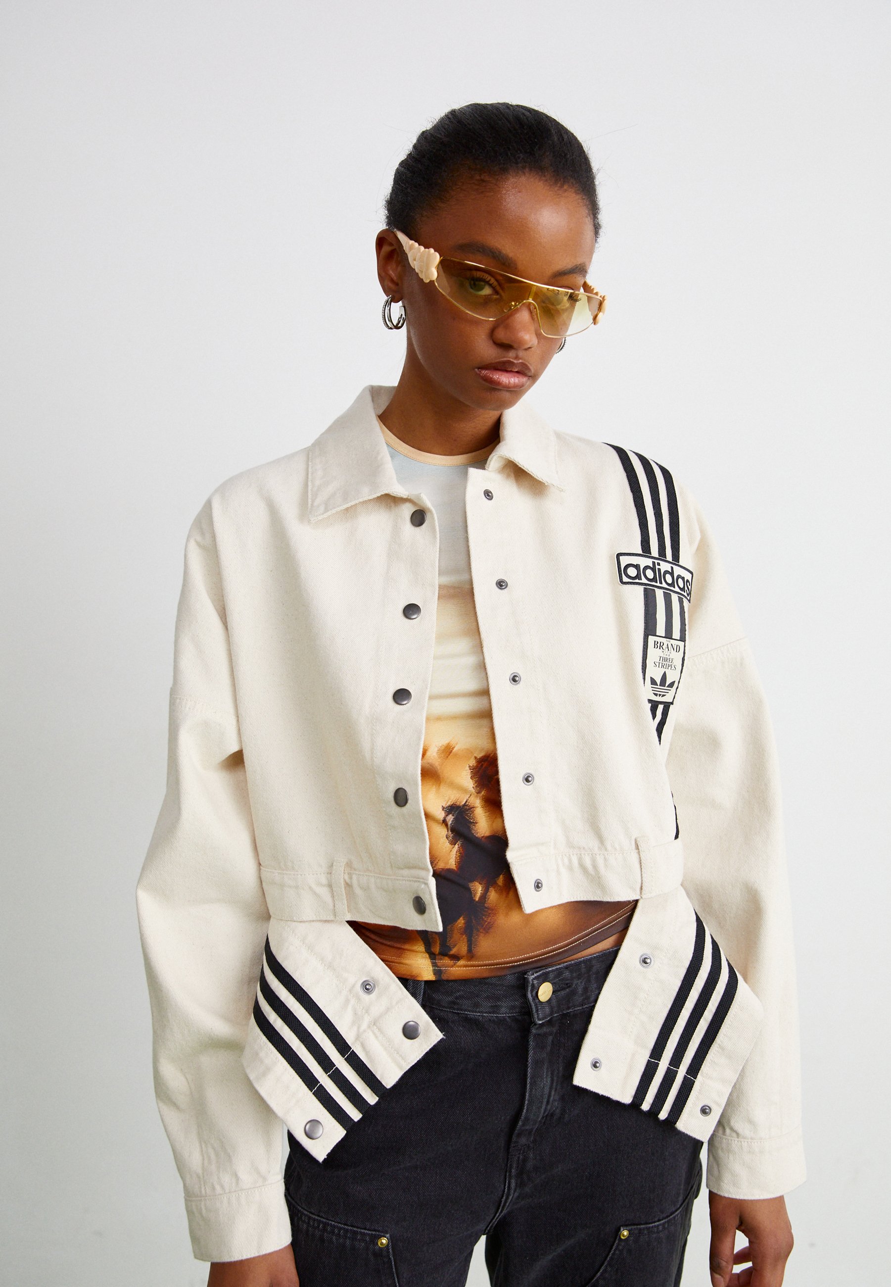 adidas Originals TRACK - Denim jacket - natural denim/beige