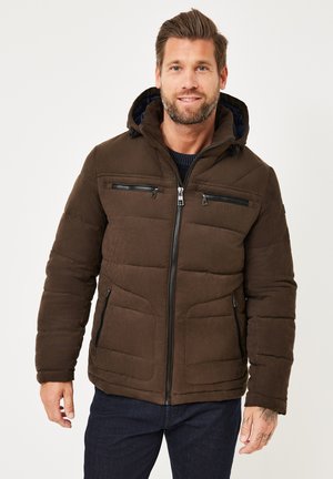 REGULAR FIT IN WILDLEDEROPTIK MIT KAPUZE - Winterjacke - dk. olive