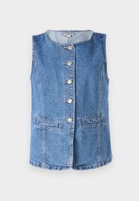 ONLGIULINA BUTTON WAISTCOAT - Strukirani kaput - medium blue denim