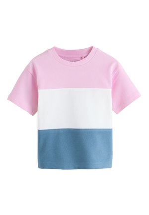 Next, SHORT SLEEVE COLOURBLOCK T-SHIRT  - REGULAR FIT - T-shirt print - pink white blue