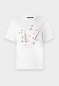 PCFLURA PRINTED - T-shirt imprimé - bright white