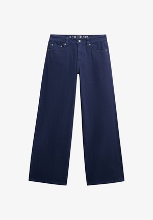Marineblå vidde jeans lavet af bomuld, med høj talje, knaplukning, fem lommer og subtile syninger.