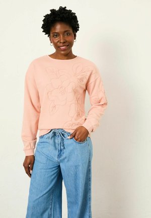 FLORAL EMBROIDERED CREW - Sweatshirt - coral pink