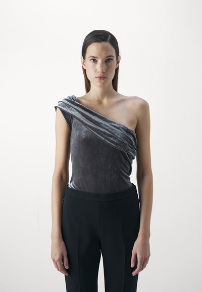 Agolde BREE BANDED BODYSUIT - Apdrukāts T-krekls - shark/gunmetal
