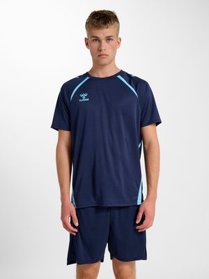 Hummel LEAD 2.0 - Sport T-Shirt - marine blue fish