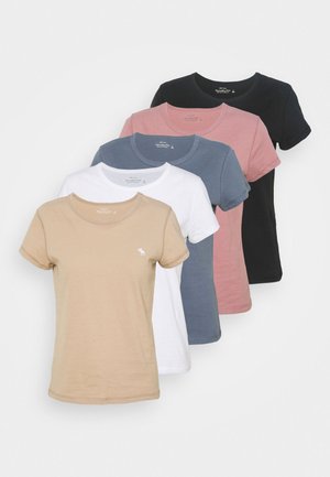 5 PACK - T-shirt basic - white/tan/rose/blue/black