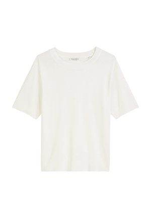 Biała koszulka z krótkim rękawem wykonana z miękkiej bawełny. Posiada okrągły dekolt i luźny krój. Brak wzorów lub wyrazistych akcentów.