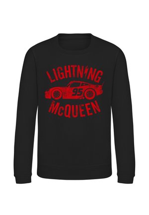 Czarna bluza z czerwoną retro stylizowaną samochodem wyścigowym i tekstem "Lightning McQueen" wokół samochodu z numerem 95 po boku.