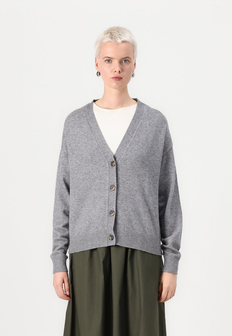 VILA VIRIL V NECK - Kofta - medium grey melange