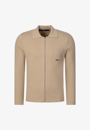 KARL LAGERFELD, KNIT ZIP JACKET - Cardigan - dark sand --