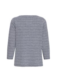 Langarmhemd mit einem karierte Muster in Marineblau und Weiß, von hinten auf einem weißen Hintergrund gezeigt.