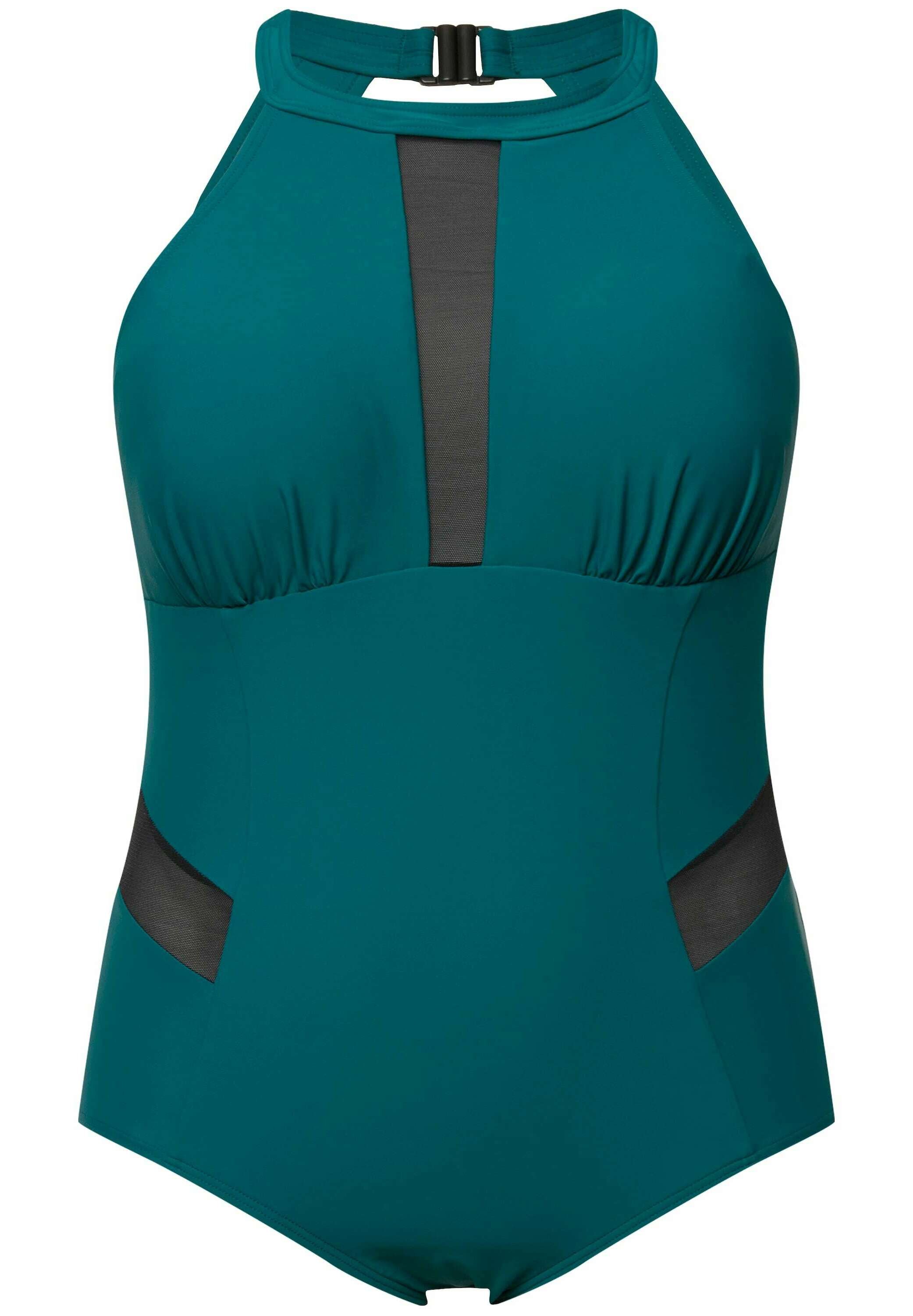 Ulla Popken Damen Badeanzug 'Alice' – Softline, DG, Ethno-Muster, Stützendes Unterbrustband, Sportive Schwimmerform