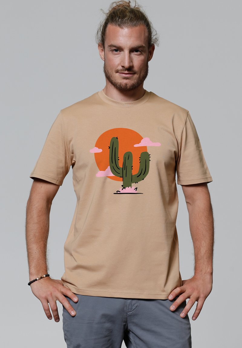 watapparel KAKTUS IM SONNENUNTERGANG - T-shirt print - latte