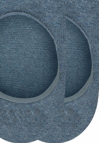 Niebieskie skarpetki za kostkę o dzianinowej fakturze, z okrągłym wycięciem na pięcie. Gładki, elastyczny materiał z melanżowym wzorem.