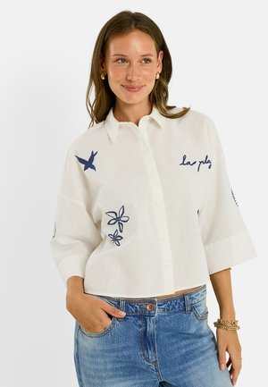 Grain de Malice, CHEMISE OVERSIZE BRODÉE - Blusa - ecru