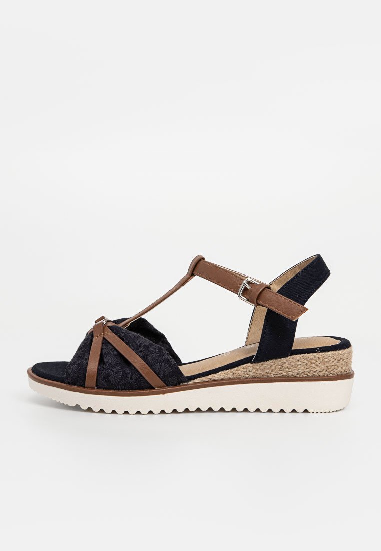 Tom Tailor Sandalen met sleehak donkerblauw