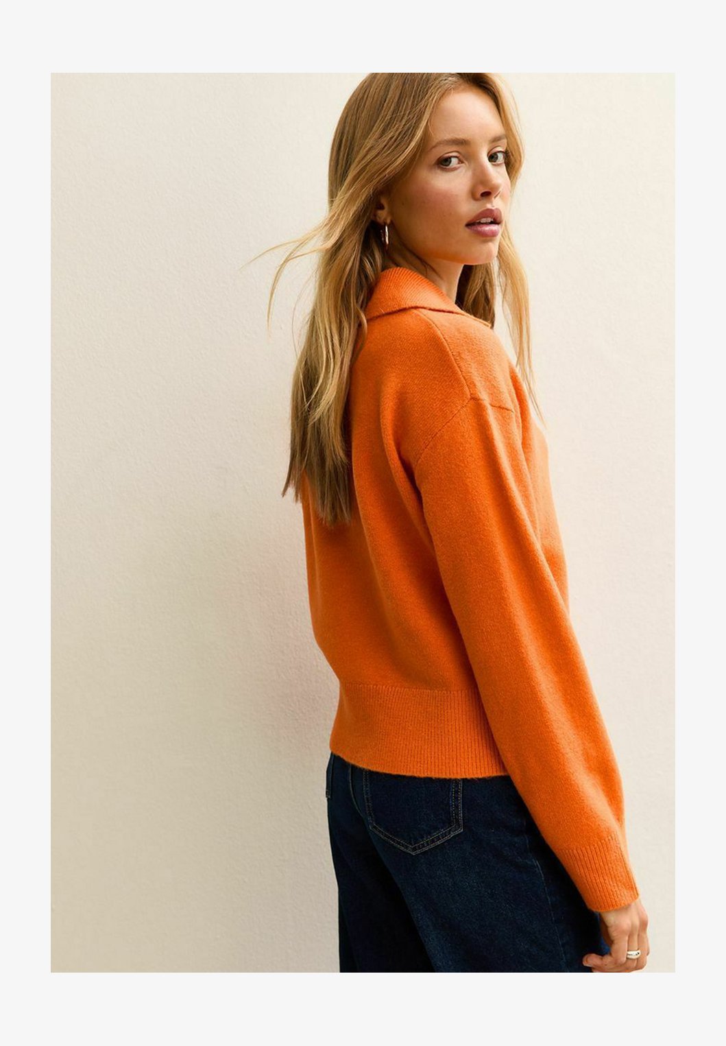 FANGJIN Maglione Donna Oversize Maniche Lunghe, Colore Arancione, Taglia M - Casual E Comodo
