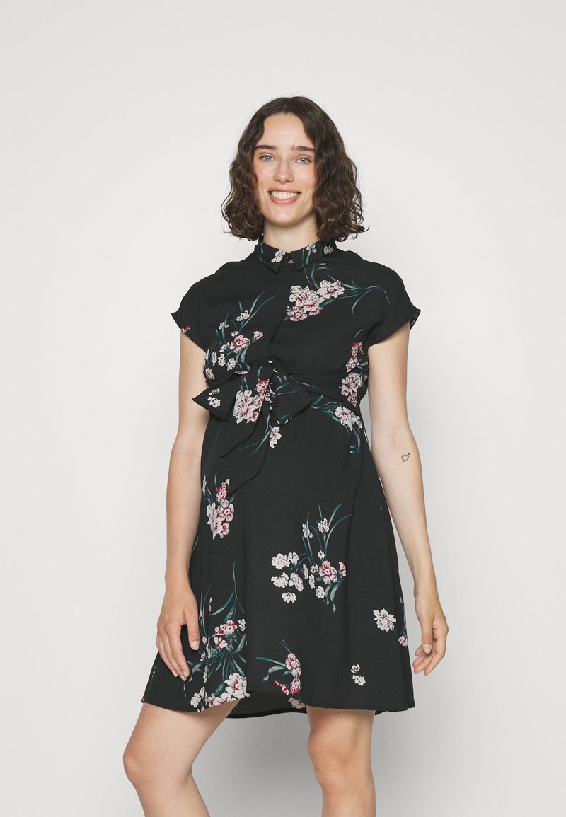 Vero Moda Maternity VMMHALLIE SHORT DRESS - Φόρεμα από ζέρσεϊ - black aop vilma flower