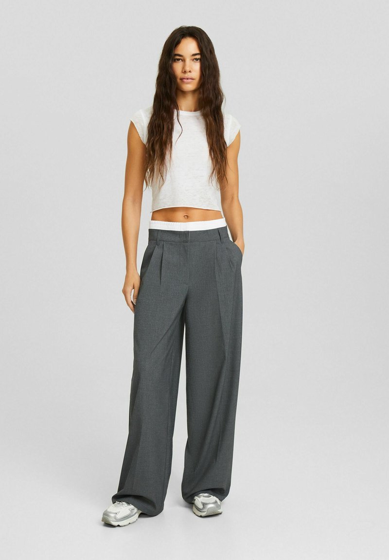 Bershka Broek grijs gemêleerd