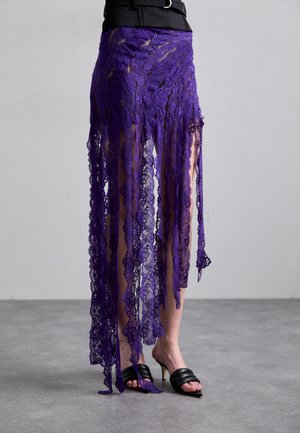 TWISTED ALL OVER BAND SKIRT FRINGED HEM - Maxikjol - violet