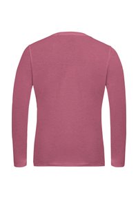 Langärmliges Shirt in einem sanften, gedämpften Rosaton. Hergestellt aus leichtem Stoff mit einem schlichten Design und Rundhalsausschnitt. Keine sichtbaren Muster oder Akzente.