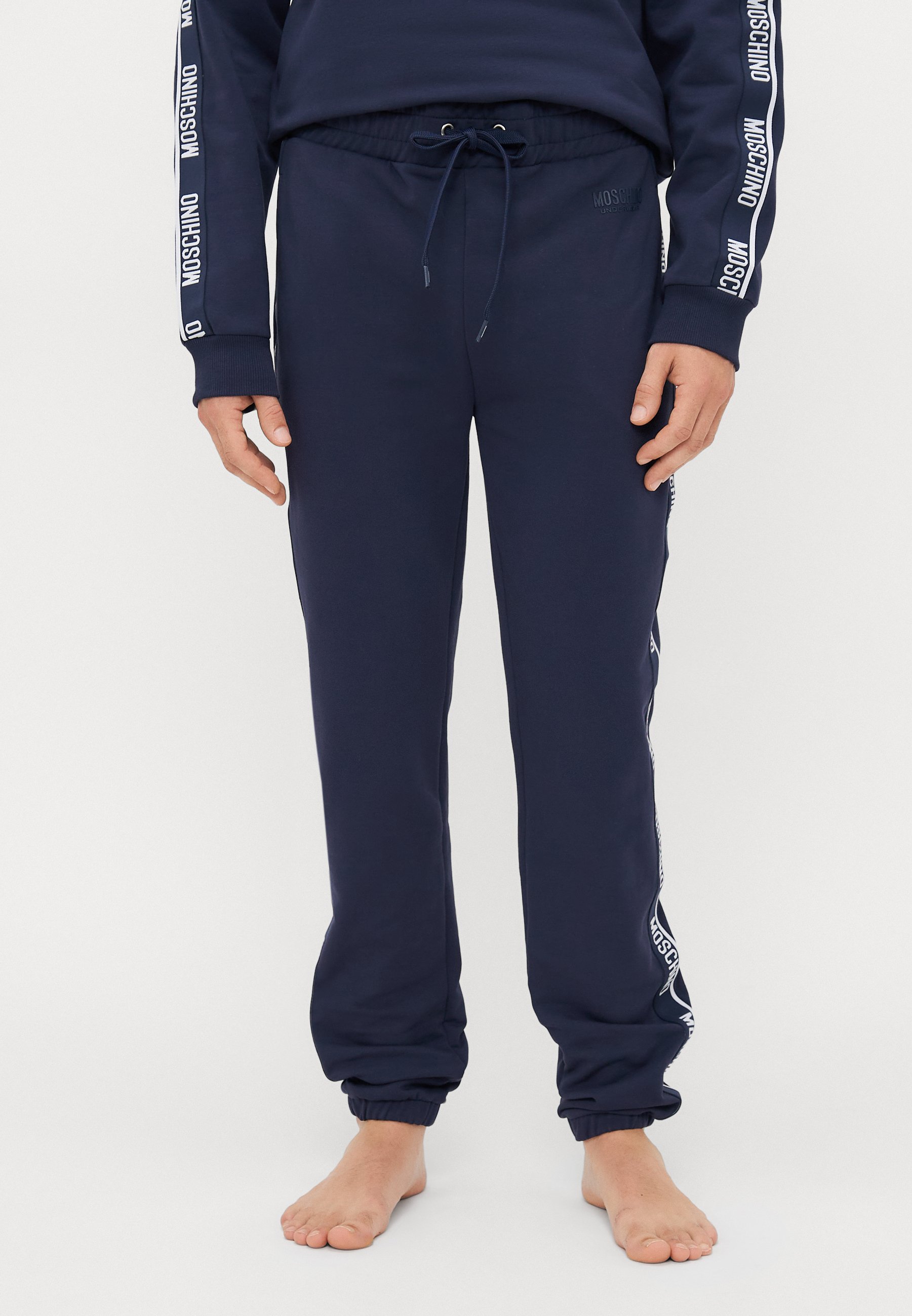 Pantaloni Da Salotto Uomo Con Strisce Laterali - Morbidi In Cotone E Poliestere, Vita Elastica, Tasche, Perfetti Per Relax, Pigiama E Tempo Libero, Nero Con Strisce Bianche