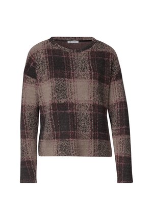 Street One, LANGARM SHIRT MIT RUNDHALS UND KAROMUSTER - Pullover - black coffee