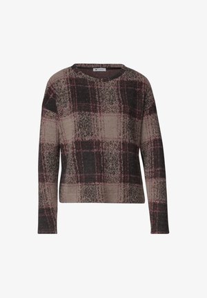 Street One, LANGARM SHIRT MIT RUNDHALS UND KAROMUSTER - Pullover - black coffee