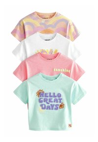 Next - SHORT SLEEVE 4 PACK - REGULAR FIT - T-shirts print - rainbow pink Miniaturebillede 1