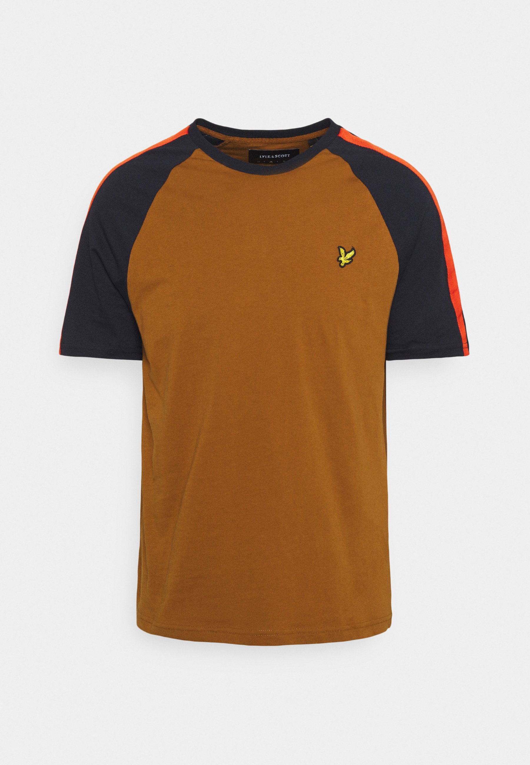 Lyle Scott COLOUR BLOCK Basic T-shirt tawny brown/light