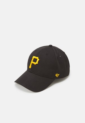 Black cap featuring a yellow "P" logo and "47" embroidered on the side. Made of cotton with a structured design and curved brim.