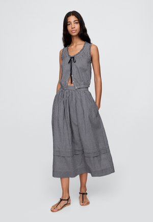 GAP GAP X DOEN MIDI SKIRT GINGHAM - Gonna a campana - navy