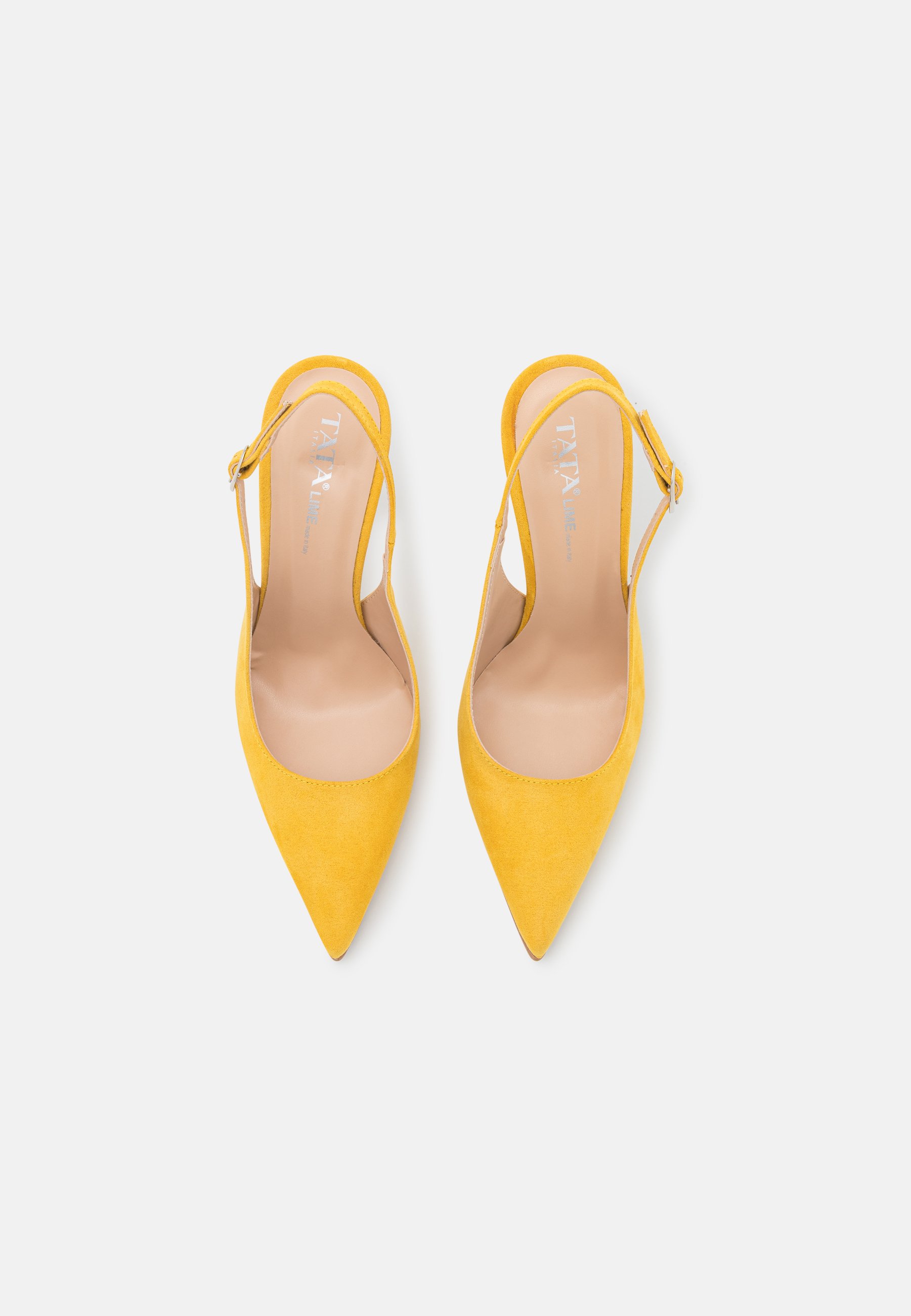 mustard chunky heels