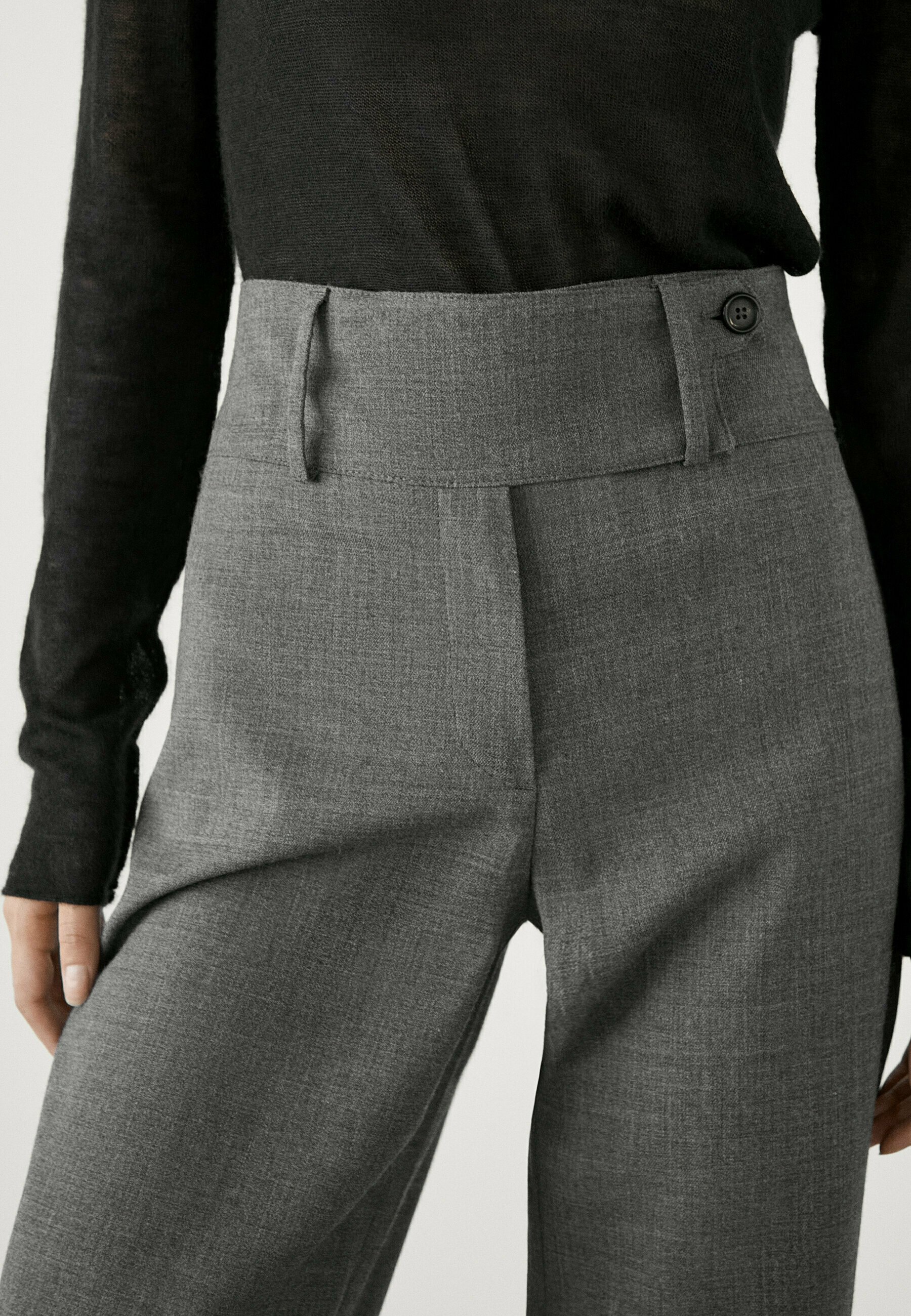 Massimo Dutti【NEW】Straight trousers with wide waistband Darted trousers with wide waistband - Studio · Cream
