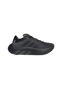 Μαύρο αθλητικό παπούτσι Adidas με παχύ ενσωματωμένο πέλμα, διακριτικό σχέδιο με τρεις ρίγες και ετικέτα "HYPERBOOST" στη μέση σόλα.