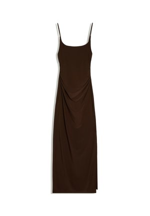 Bershka, GATHERED STRAP MIDI DRESS 01017714 - Shift dress - brown