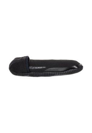 Black neoprene water shoe with textured sole and "Quiksilver" logo on the side, designed for aquatic activities.