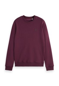 Bordeaux sweatshirt med en rund halsudskæring, lange ærmer og ribbede manchetter. Har et lille, kvadratisk logo på brystet. Blødt, tekstureret stof.