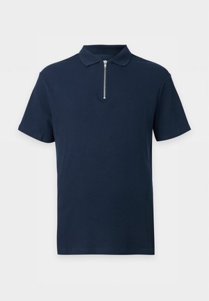 Pier One, WAFFLE ZIP SHORT SLEEVES POLO - Poloshirts - sky captain