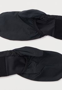 Fekete, sima anyagból készült szigetelt kesztyűk, elasztikus mandzsetta és varrás nélküli kialakítás a kényelmes illeszkedés érdekében.